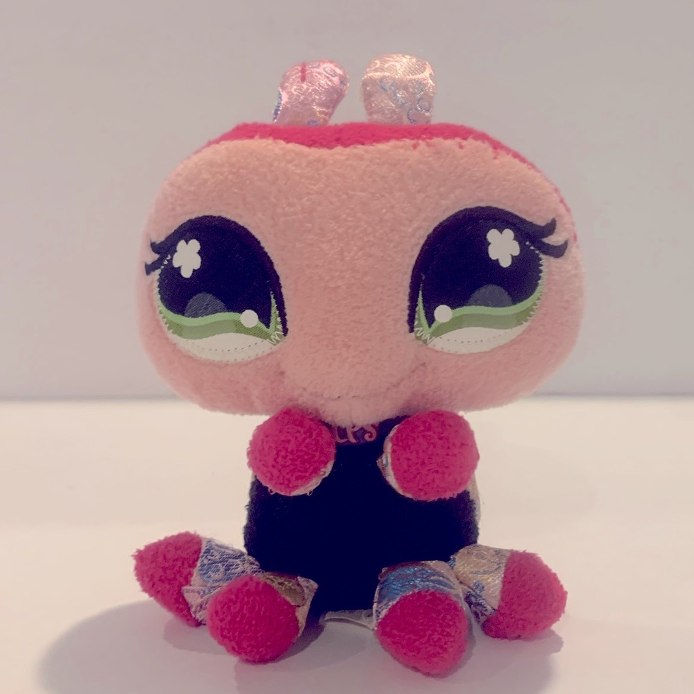 Small Littlest Pet Shop Stuffed Pink & Black Ladybug plush (730)